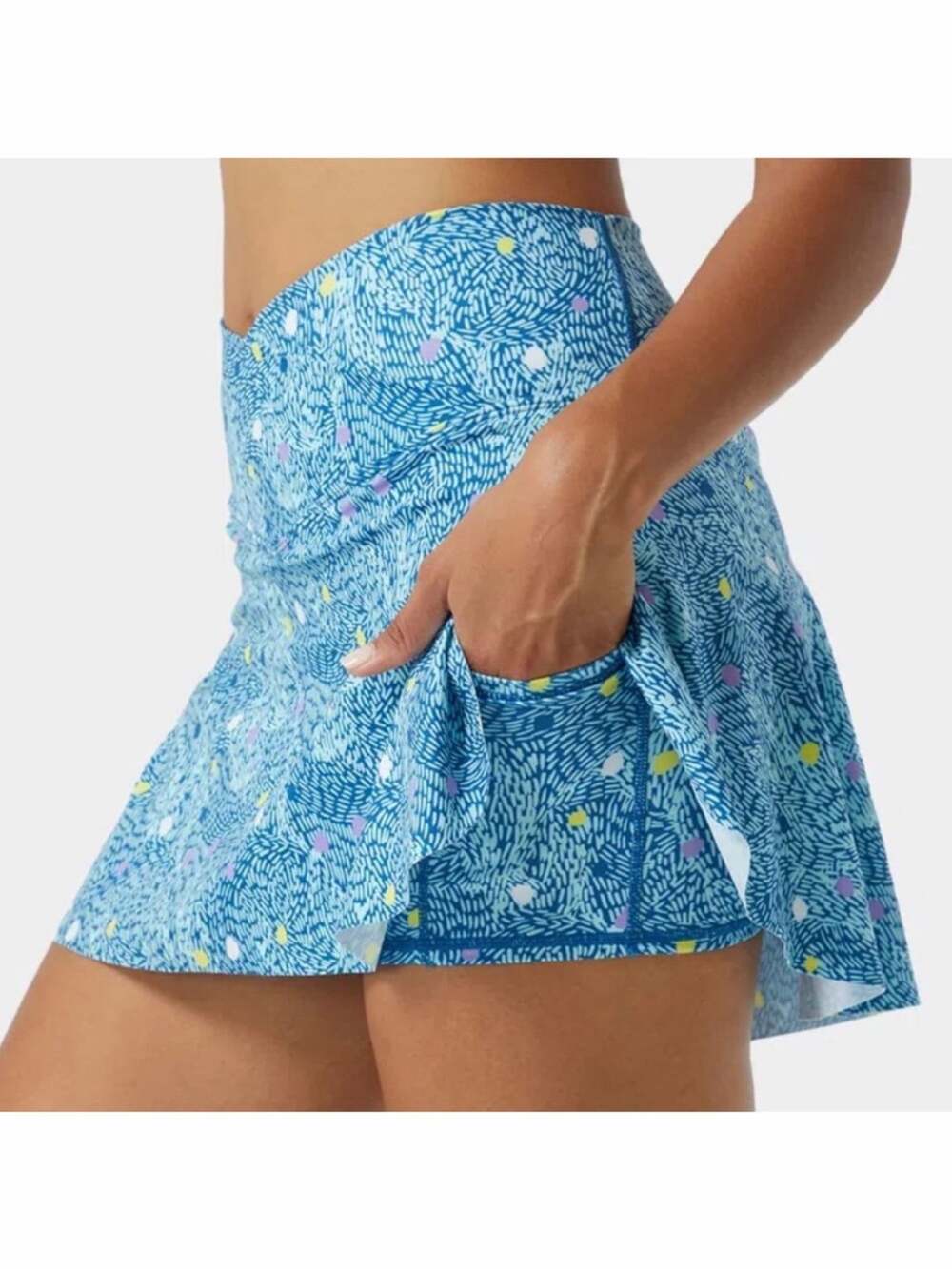 Halara Everyday Crossover Pocket 2-in-1 Tennis Skirt M Blue Print